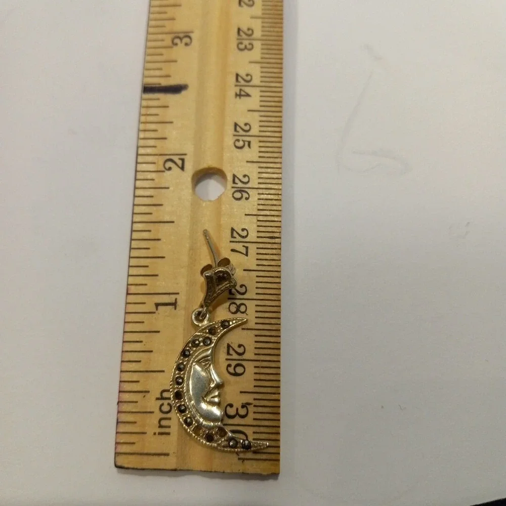 Crescent Sterling Silver  925 Set Of Earrings And Pendant-brooch - Picture 12 of 12